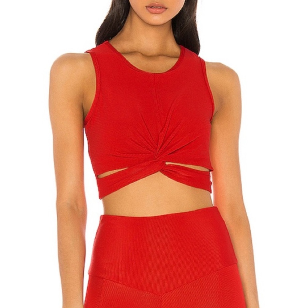 Onzie Twist Front Brami Crop Sports Tank Red